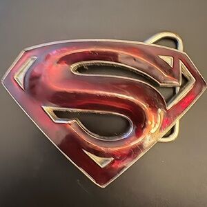 Vintage Superman Returns Red Logo Belt Buckle